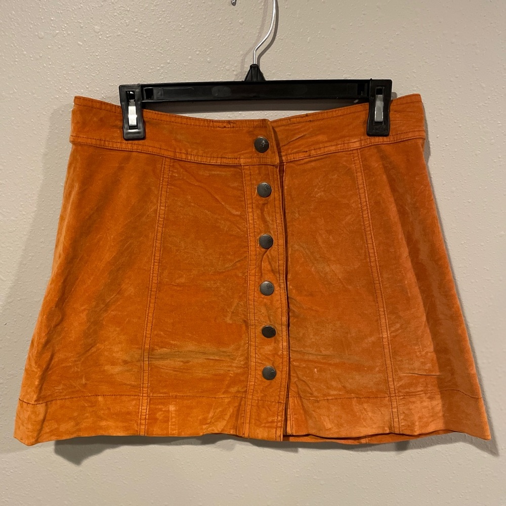 Madewell Orange Button-Front Skirt